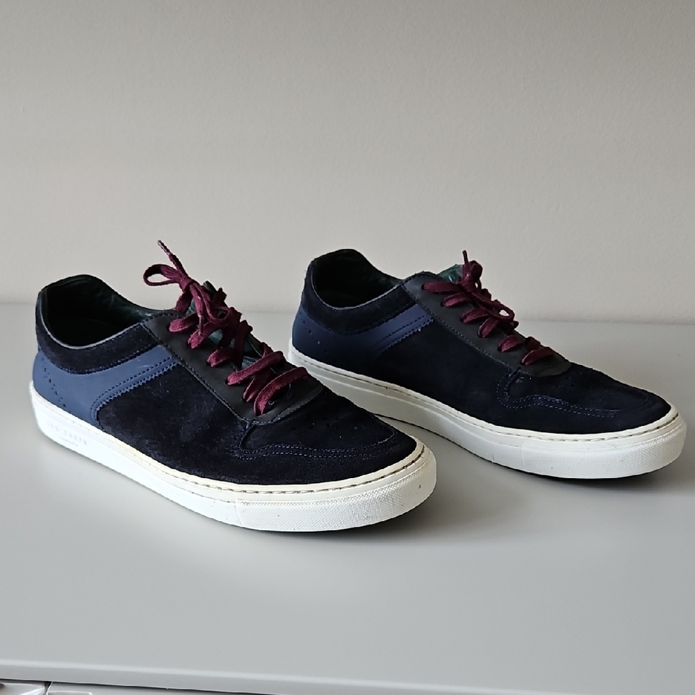 Ted Baker Suede Dark Blue and Maroon Sneakers - Mens 43 Euro / 10US